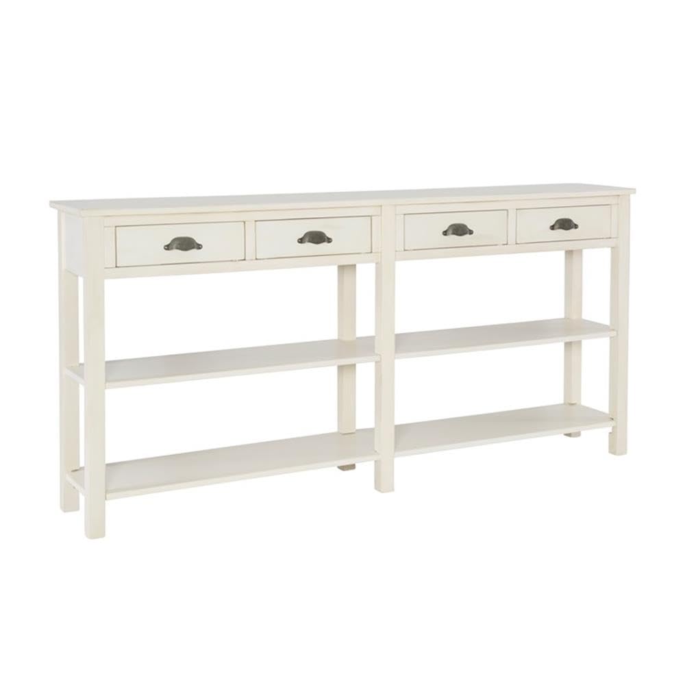 Pemberly Row Transitional Cream Birch Wood Console Table - Elegant Entryway Furniture for Hallway, Living Room & Foyer Decor