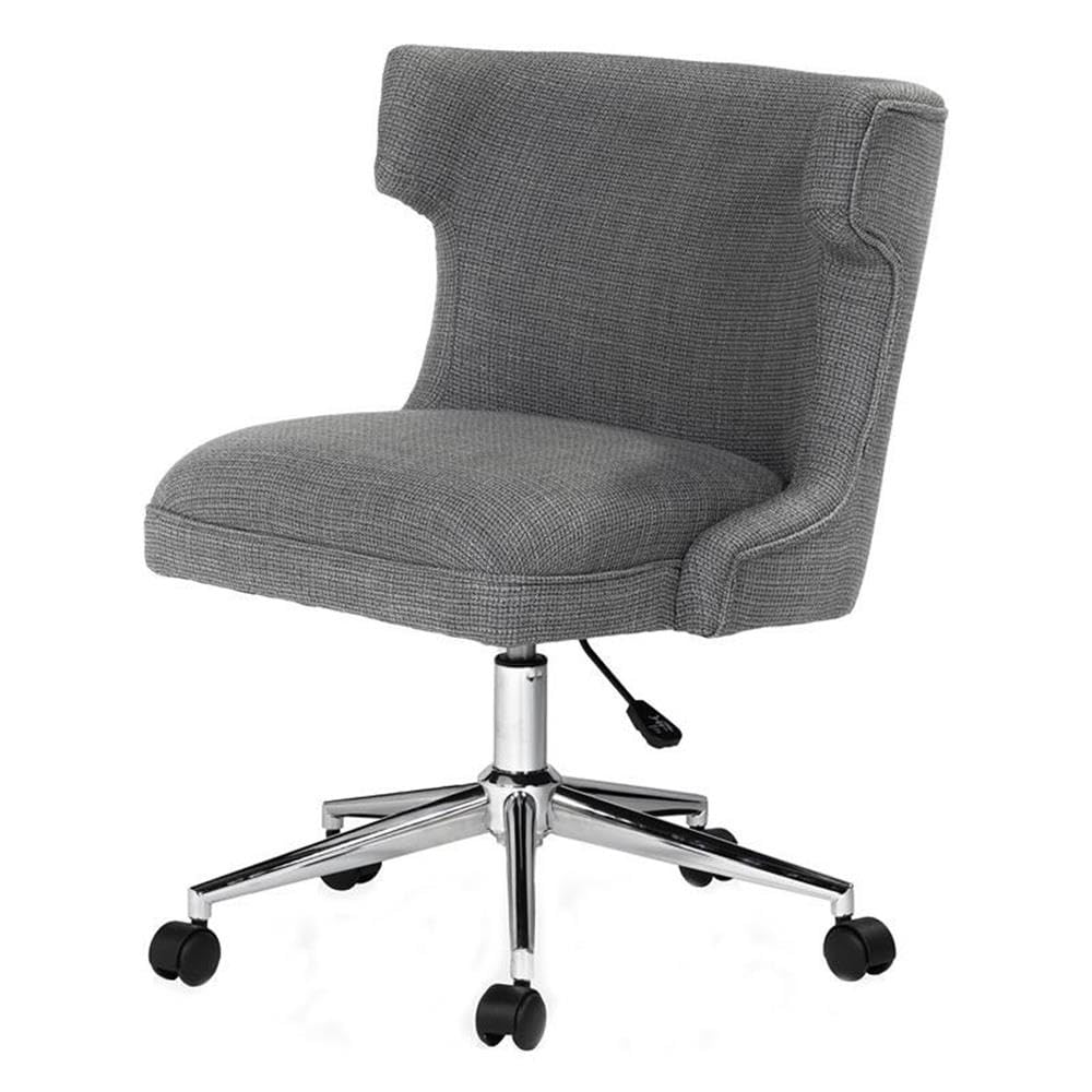 Furniture of America Nillicent Gray Fabric Wingback Office Chair - Ergonomic Executive Desk Chair for Home & Office Workspace