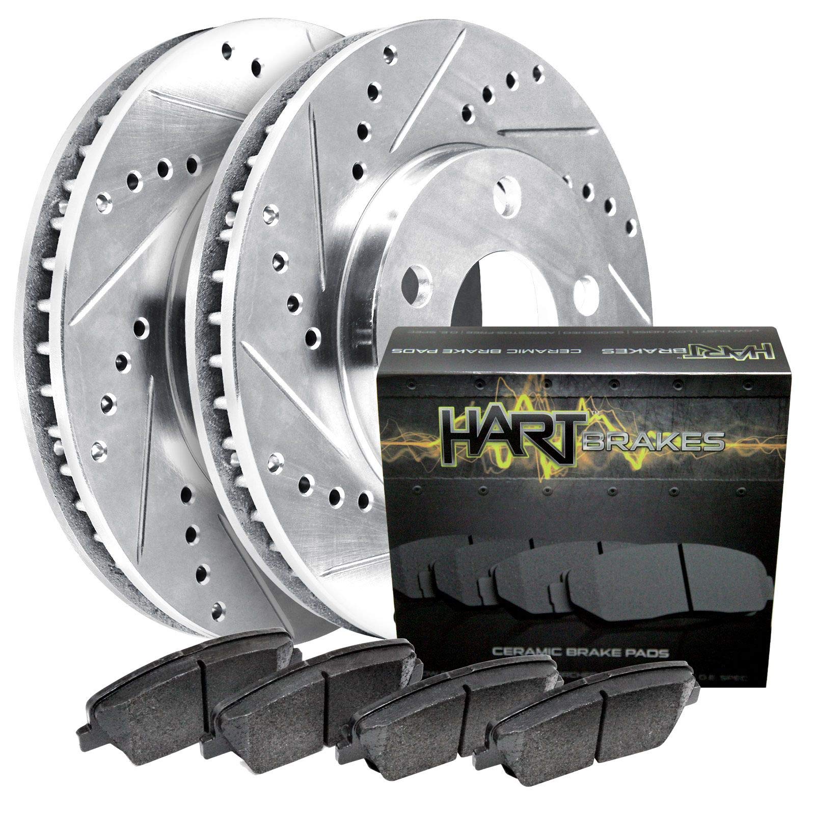Hart Premium Ceramic Front Brake Pads and Rotors Kit - Compatible with 2009-2011 Hyundai Genesis | Smooth Stopping Power for City Driving & Highway Commutes