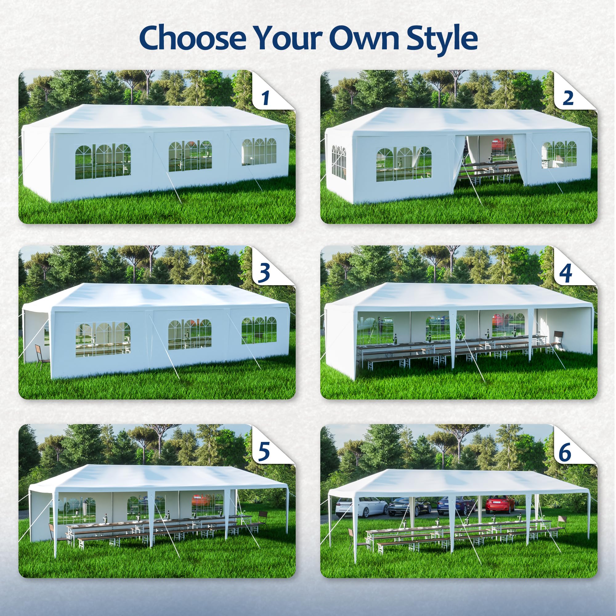 10x30ft White Outdoor Party Canopy Tent - Large Wedding, Garden & Patio Gazebo with 8 Removable Sidewalls | Perfect for Backyard Events, Festivals & Outdoor Gatherings