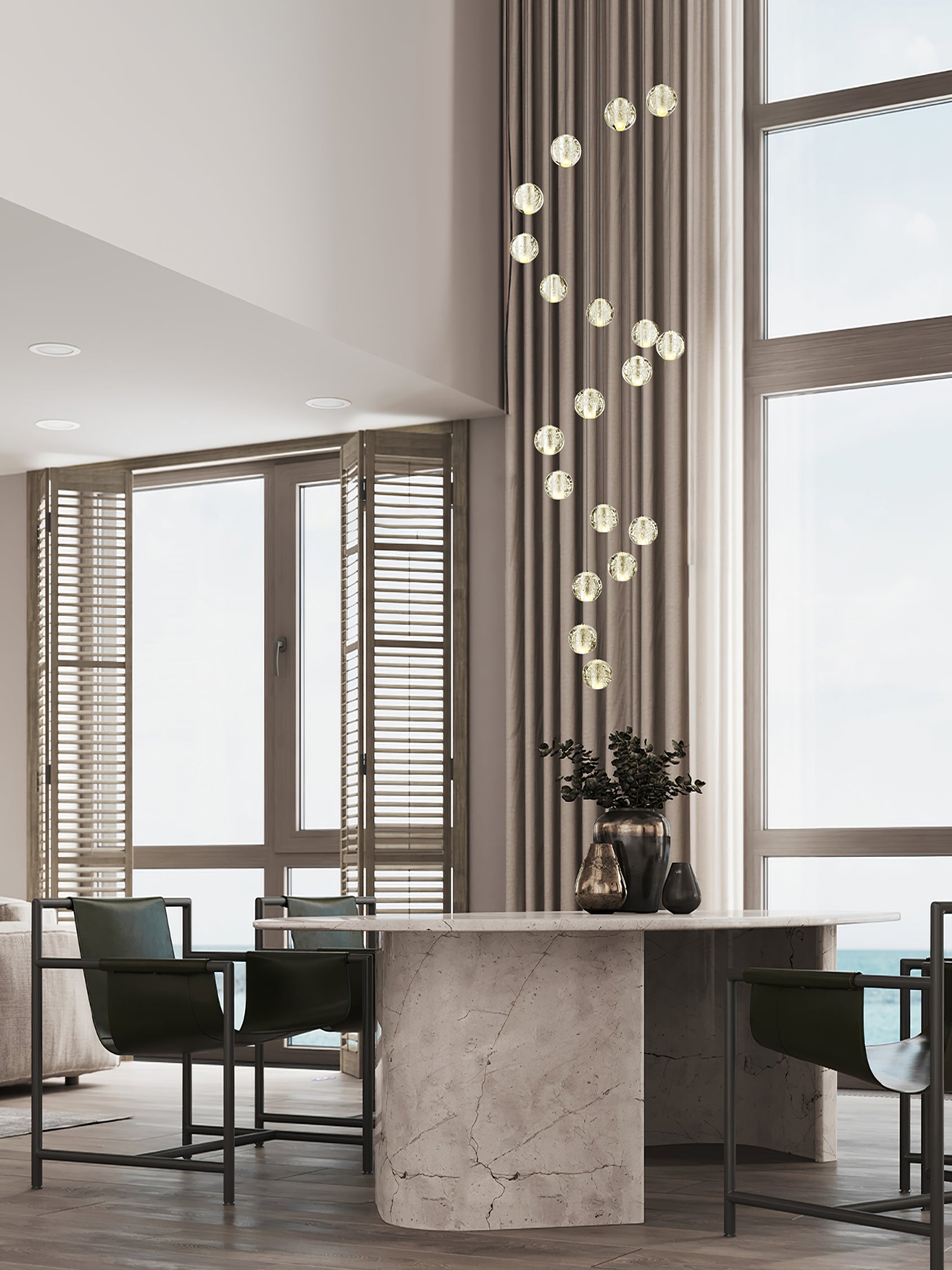 Elegant Ball Crystal Pendant Light - Modern Chandelier for Dining Room, Bedroom & Living Room Decor - Dimmable LED Hanging Light Fixture