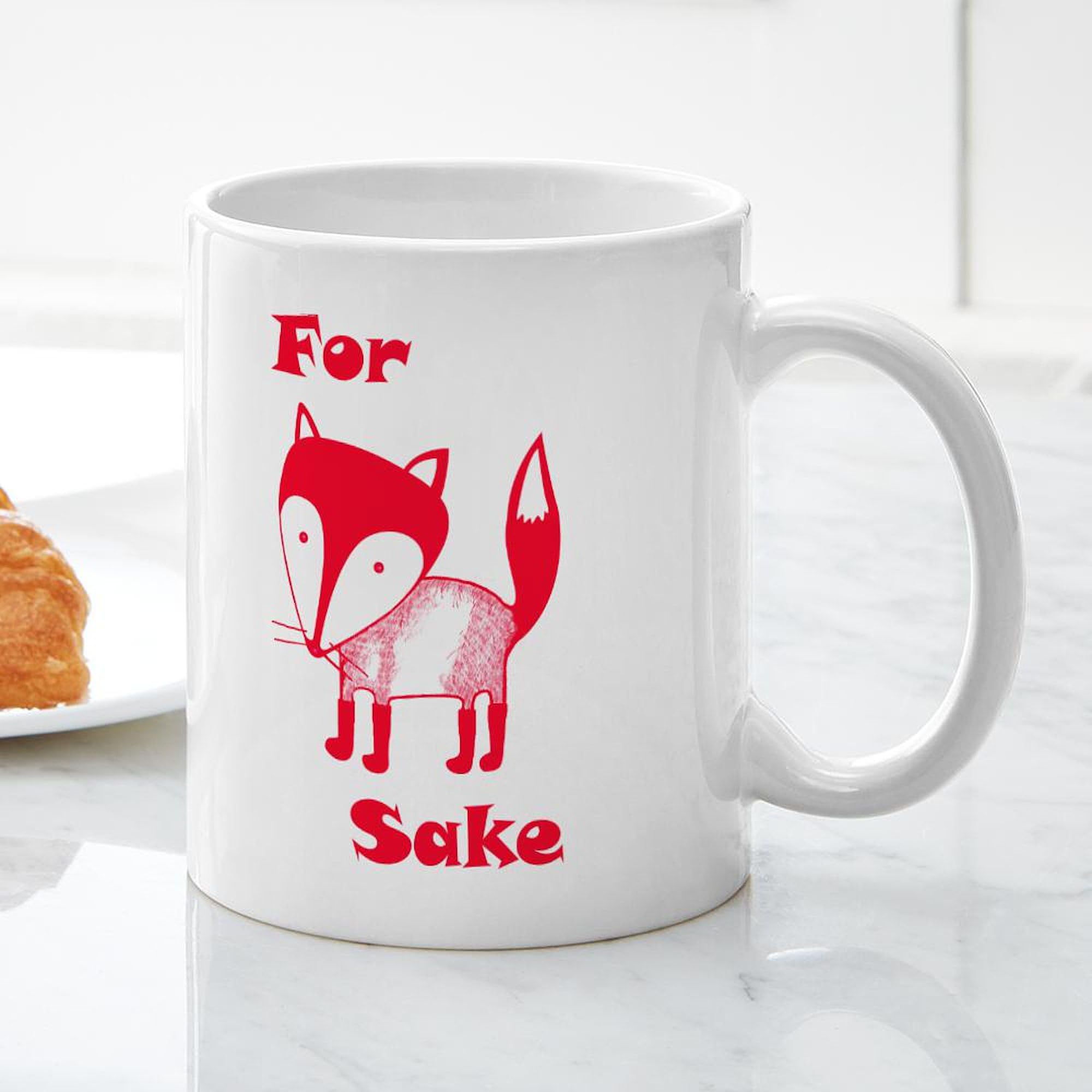 For Fox Sake 11 oz Ceramic Coffee Mug - Funny Fox Design Coffee Cup for Office, Home & Gifts (325ml)