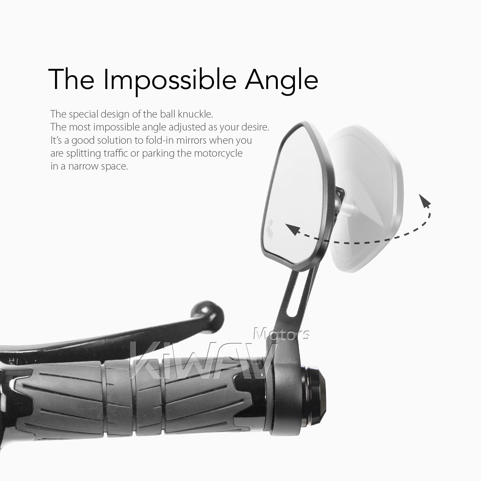 KiWAV Bar End Mirrors - Black for Triumph Water-Cooled Motorcycles - Enhance Visibility & Style for Urban Commuting & Adventure Riding