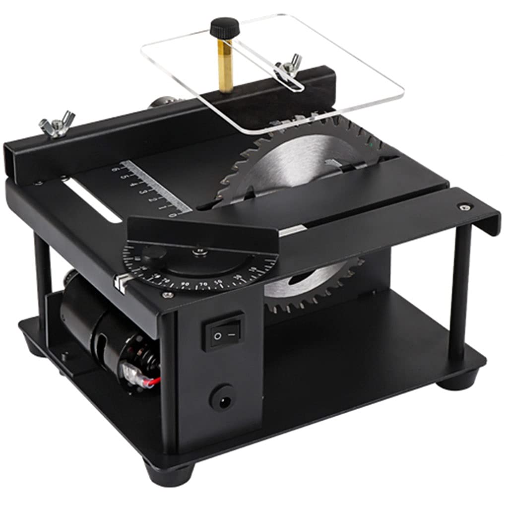 **Precision Mini Table Saw - 19x16.5x10cm Portable Electric Woodworking Saw with Sliding Table - Multifunctional Cutting Machine for DIY Crafts, Home Projects & Woodworking (Black)**