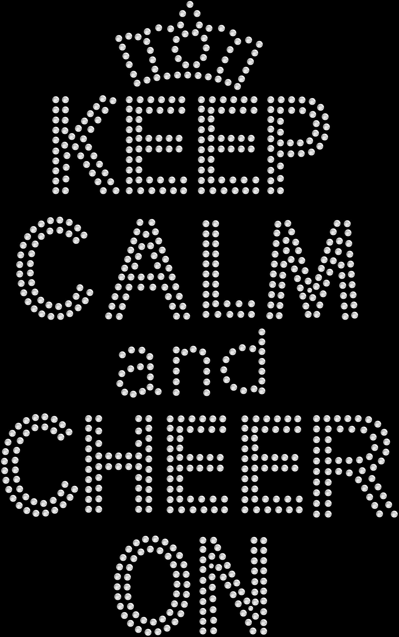 Rhinestone Bling Iron On Transfer - DIY Sparkle Heat Transfer for T-Shirts, Bags, Hats | Keep Calm and Cheer Design for Cheerleading, Sports, Gifts & Parties