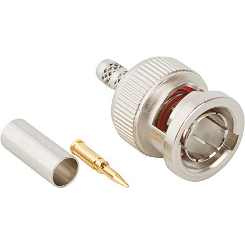 BNC Straight Crimp Plug Connector - 75 Ohms for RG-180 RG-195 B1855A B8218 (Pack of 25) - Ideal for CCTV, RF Antenna & Audio/Video Equipment Connections