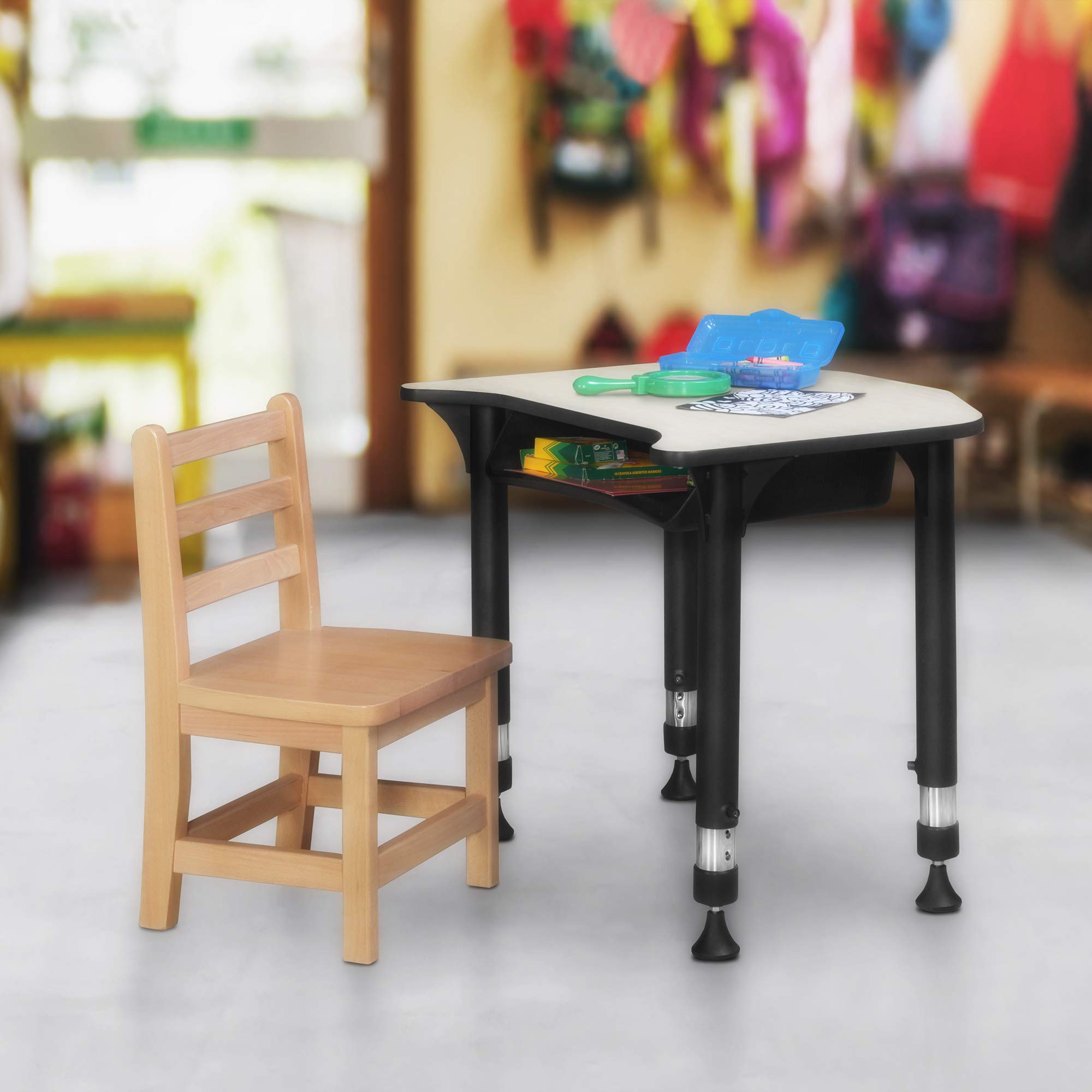 Regency Ferris Height Adjustable School Desk for Students - 26x24 Inches, Maple Wood Study Table - Perfect for Homeschooling, Online Classes & Dorm Rooms