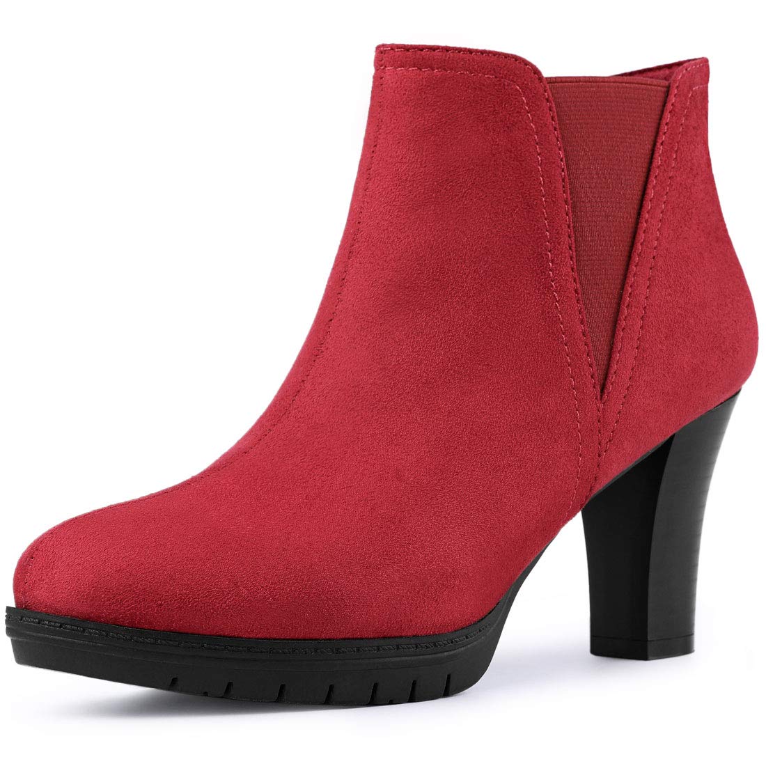 Allegra K Women's Chelsea Ankle Boots - Round Toe Block Heels for Comfort & Style | Perfect for Office, Party & Fall Fashion
