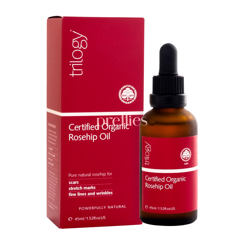 Certified Organic Rosehip Oil by Trilogy - 45ml (760762) for Anti-Aging, Hydration & Scar Reduction - Perfect for Face, Body & Hair Care Routine