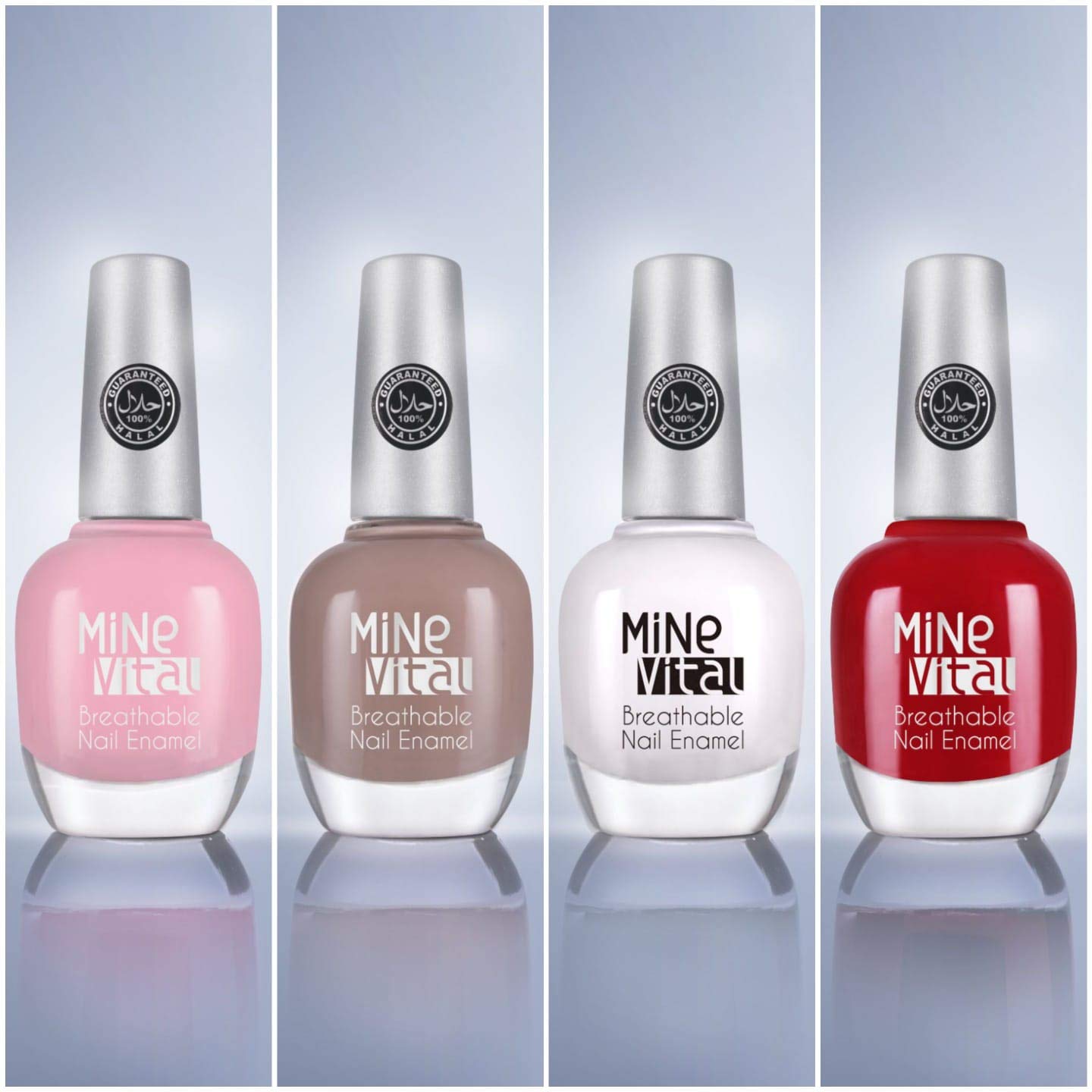Halal Nail Polish Set - 4 Vegan & Breathable Colors (Latte, Pearly, Hareem, Baby Pink) - Perfect for Muslim Women & Everyday Wear