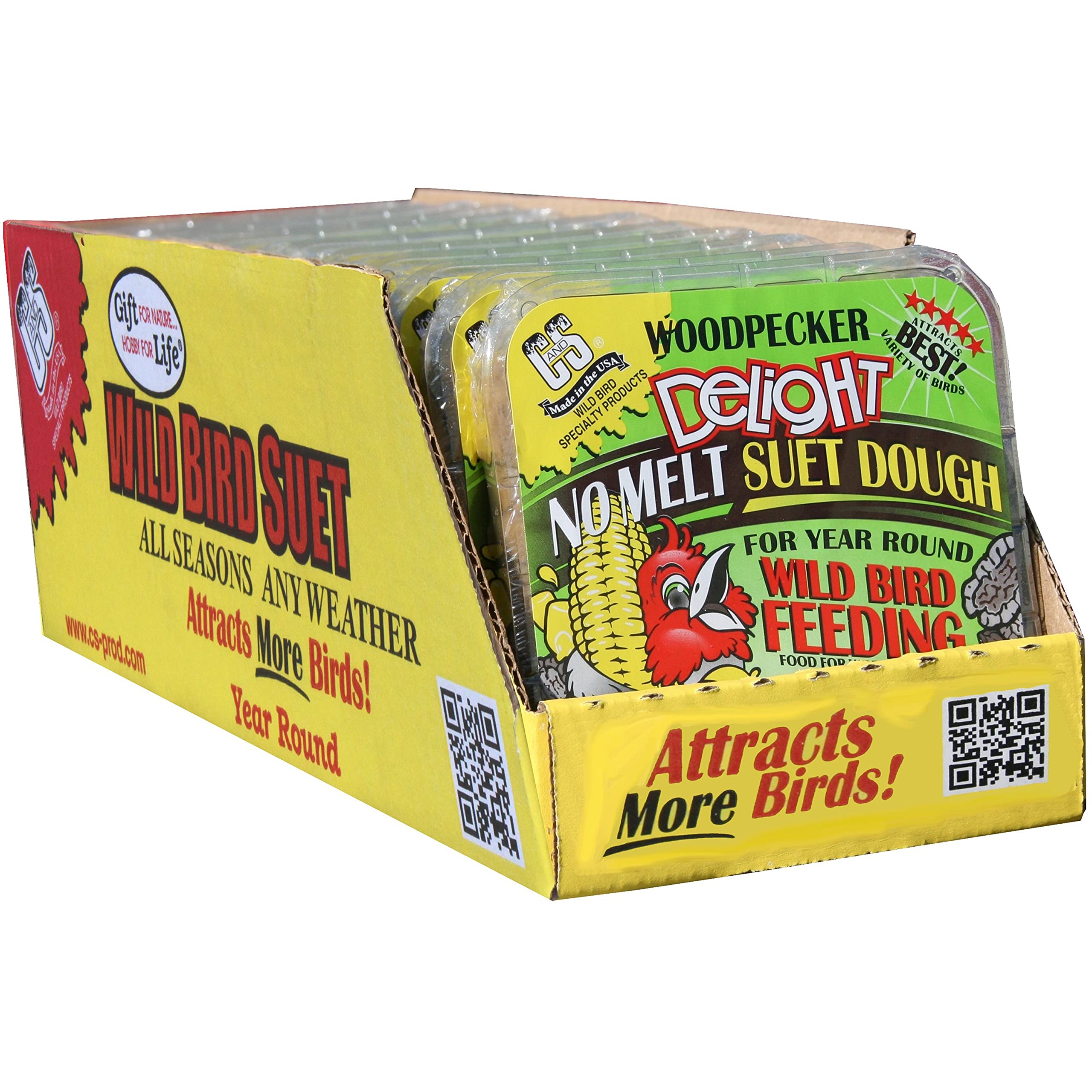 Premium C&S Woodpecker Delight No-Melt Suet Dough - High Energy Wild Bird Food for Woodpeckers, Nuthatches & Songbirds - Perfect for Backyard Bird Feeders in Winter & Cold Weather