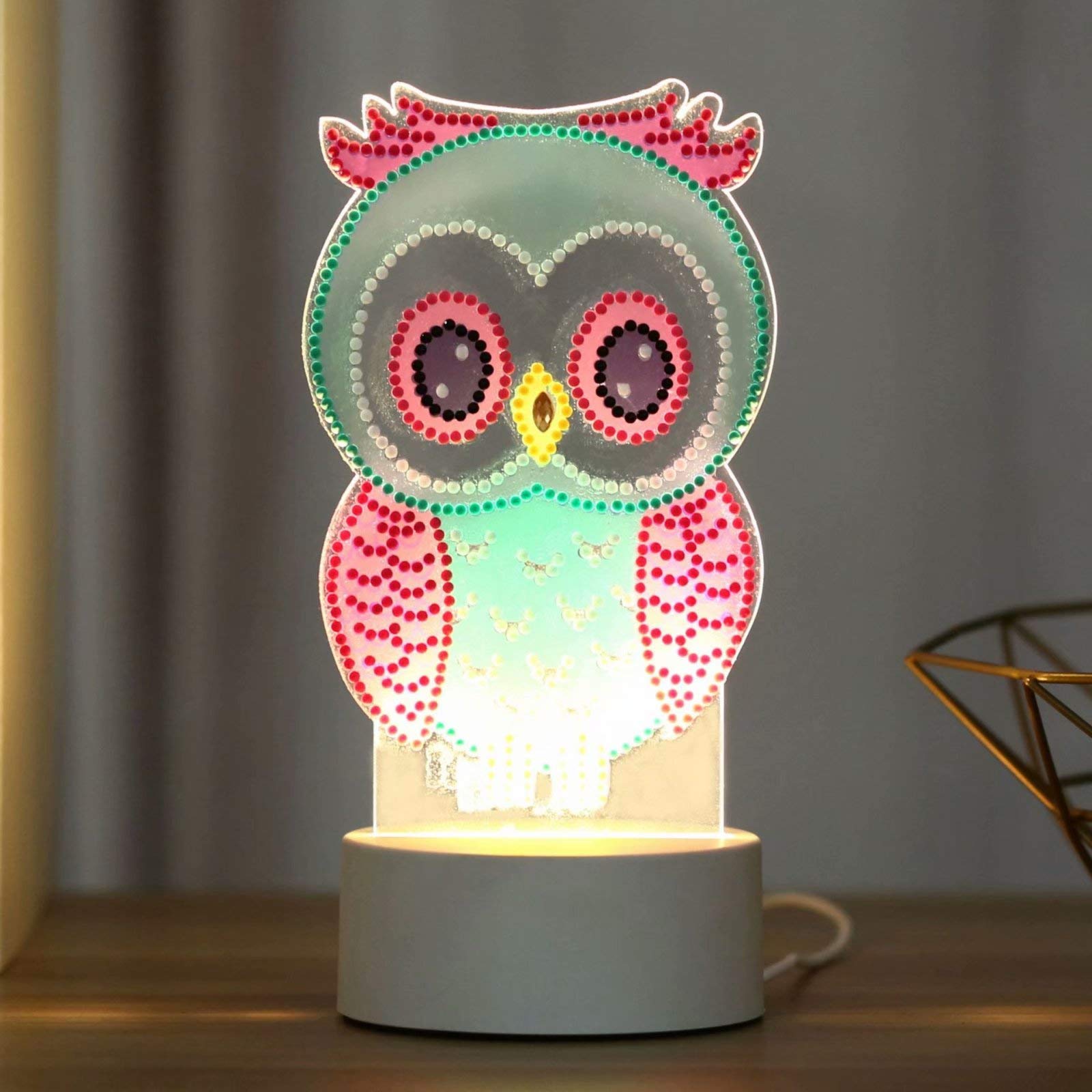 5D DIY Diamond Painting Kits for Adults - LED Diamond Painting Owl Night Light with Special Shaped Beads, Home Decor Gift for Friends | Perfect for Bedroom, Living Room & Relaxation Therapy