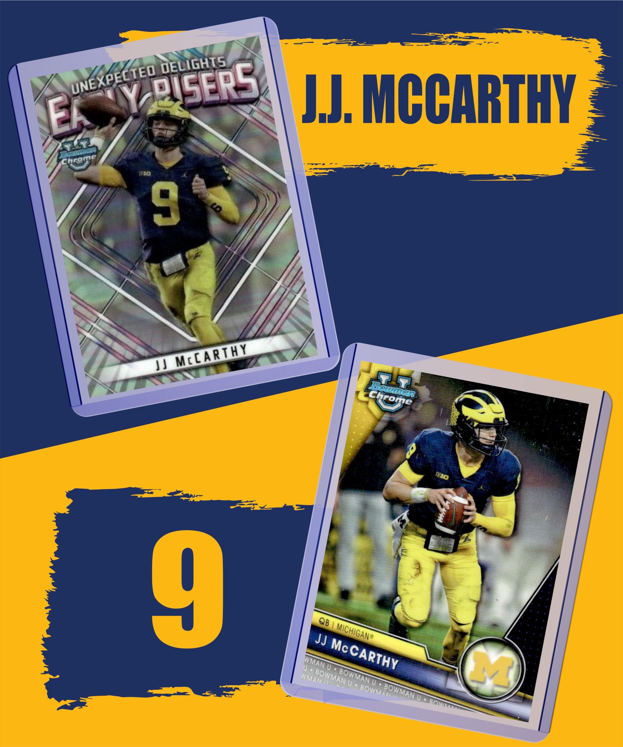 JJ McCarthy #4 Michigan Wolverines Football Cards Gift Pack - Collectible Trading Cards for Fans, Gifts & Memorabilia (Game Day, Display, Trading)