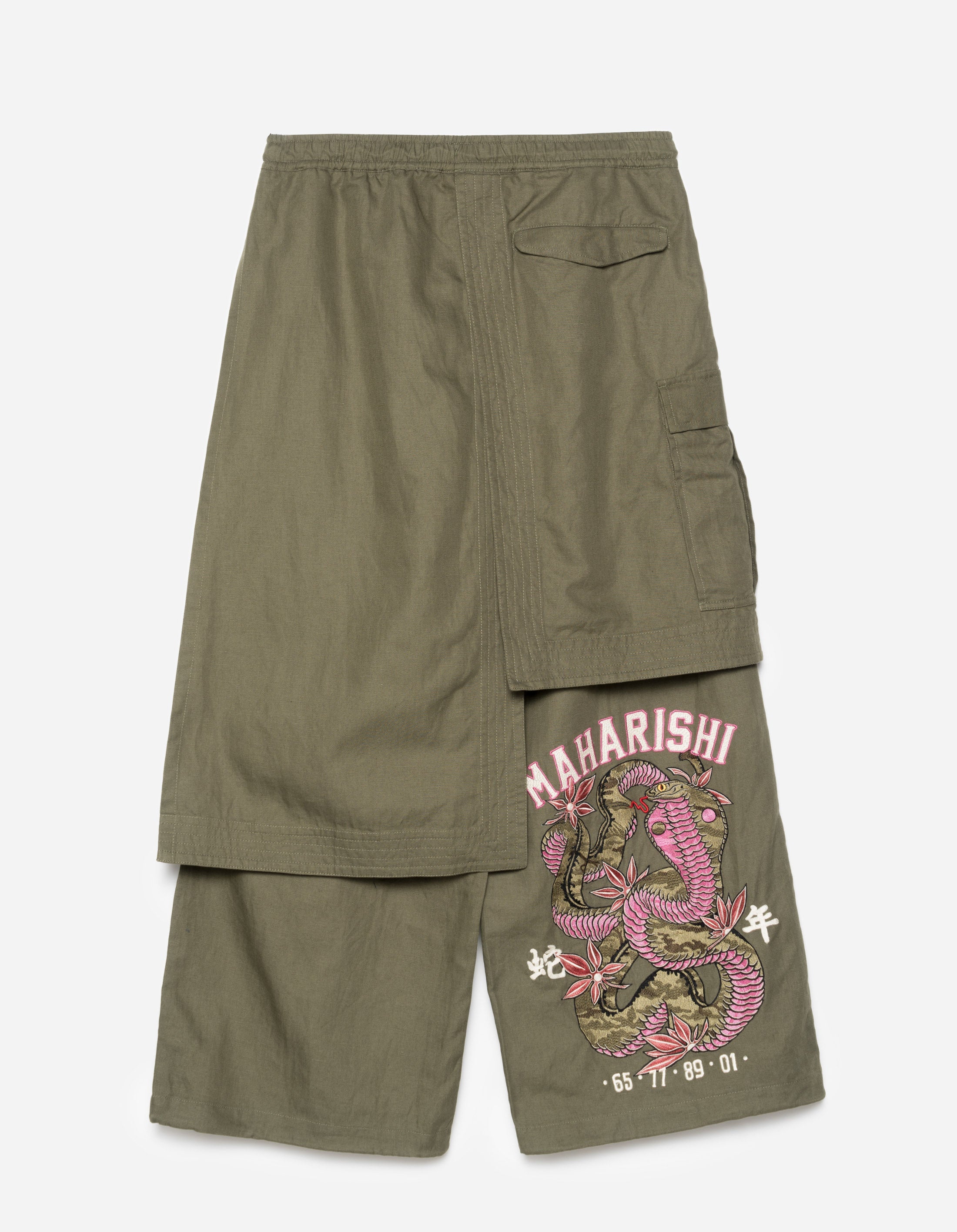 6008 Cobra Asym Cargo Hakama Pants - Olive OG 107F Military Tactical Pants for Outdoor Adventure & Airsoft