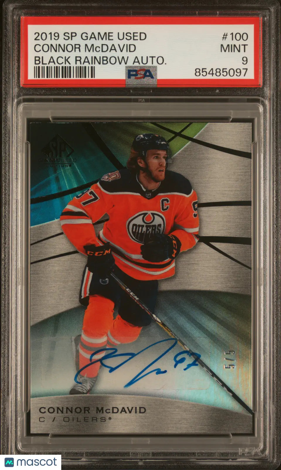 2019 Upper Deck SP Game Used Connor McDavid Black Rainbow Autograph Auto PSA 9 5/5 - Rare Hockey Trading Card for Collectors & Sports Memorabilia Fans - Perfect for Display, Investment & Gifting