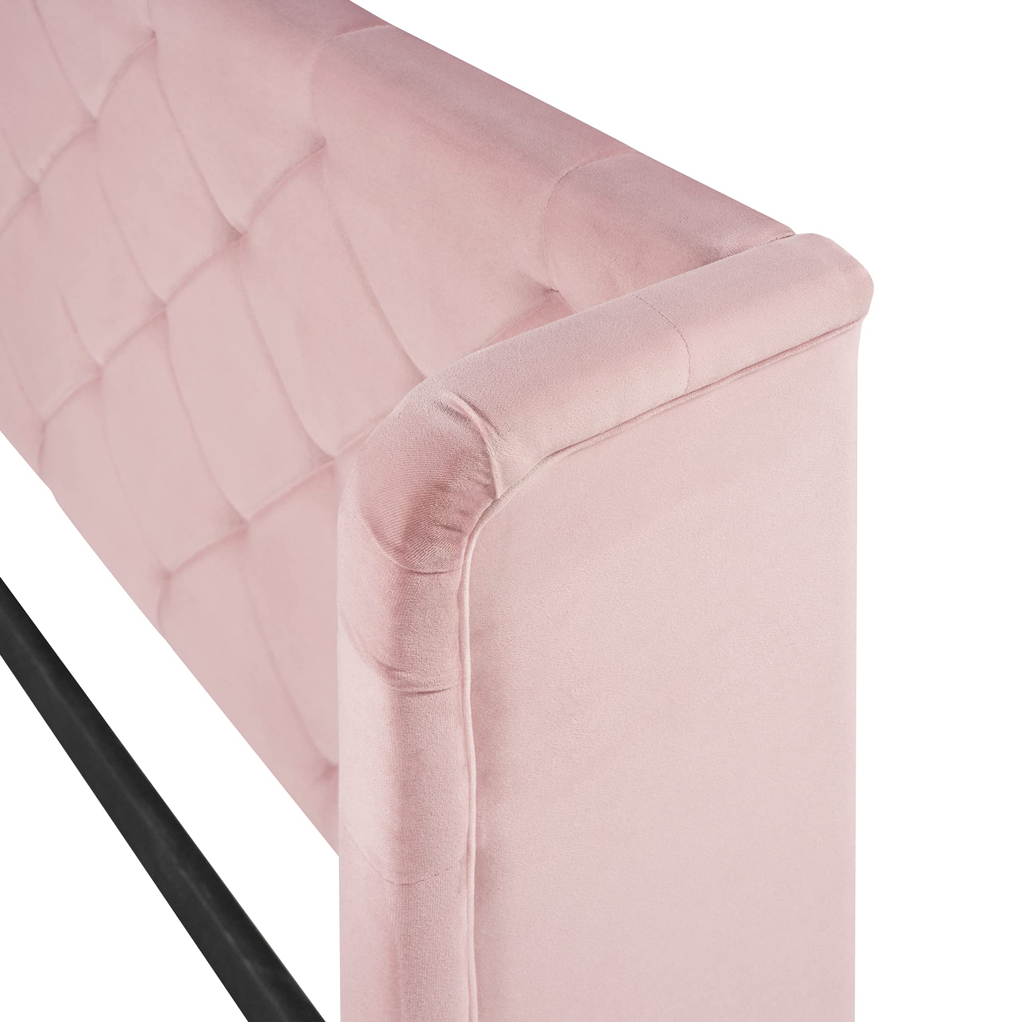 Harper & Bright Designs Queen Size Velvet Upholstered Platform Bed with Storage Drawer & Wingback Headboard - No Box Spring Needed, Pink - Perfect for Bedroom, Guest Room & Small Space Living