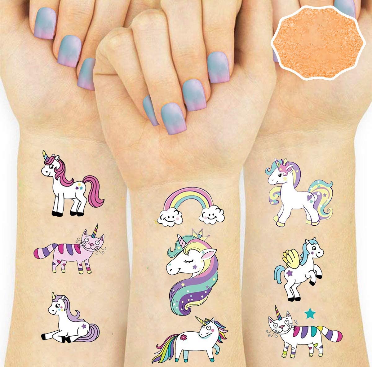 Unicorn Temporary Tattoos for Kids - 10 Sheets Rainbow Stickers Set | Cute Unicorn Hand Tattoos & Party Favors | Perfect for Birthday Parties, Costume Events & Girls' Dress-Up Play