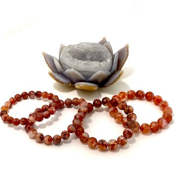Natural Red Hematoid Fire Quartz Bracelet for Women - Healing Crystal Energy Jewelry for Meditation, Chakra Balancing & Spiritual Protection