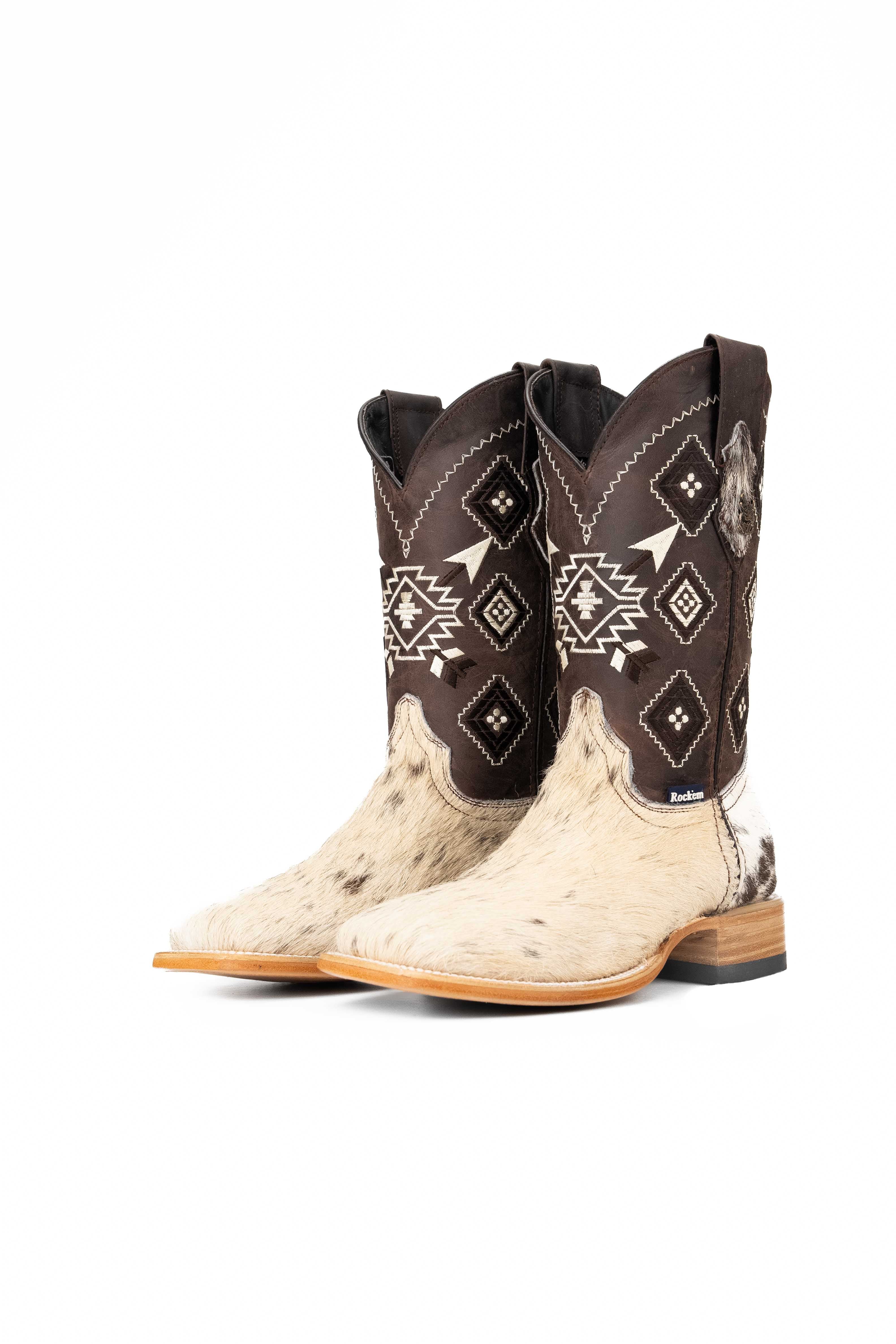 Authentic Men's Cowhide Square Toe Cowboy Boots - Size 7.5 (Box NM41) - Perfect for Western Rides, Country Music Festivals & Casual Outfits