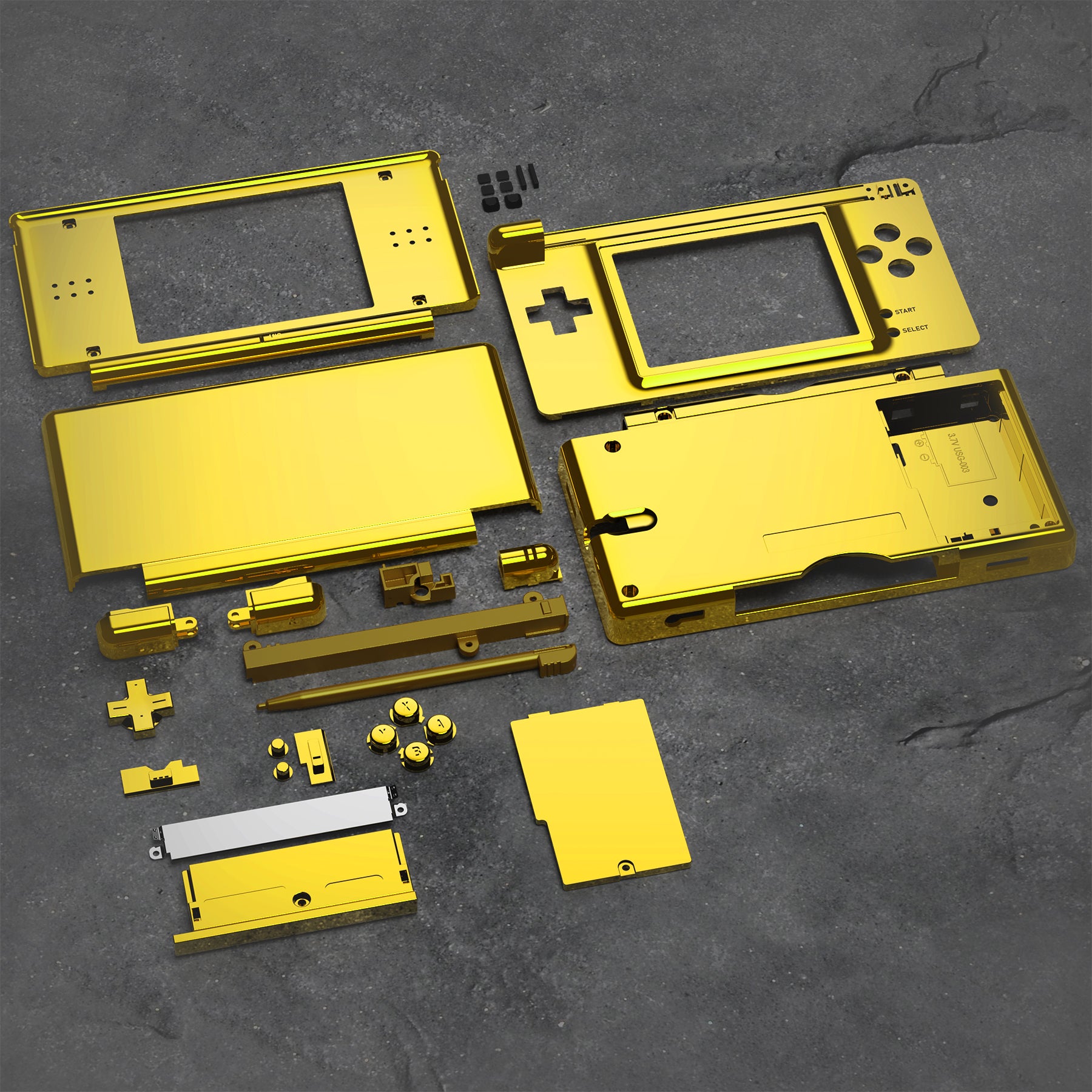 eXtremeRate Replacement Full Housing Shell & Buttons with Screen Lens for Nintendo DS Lite NDSL - Chrome Gold | Custom Gaming Console Cover | Perfect for Repair, Modding & Personalization