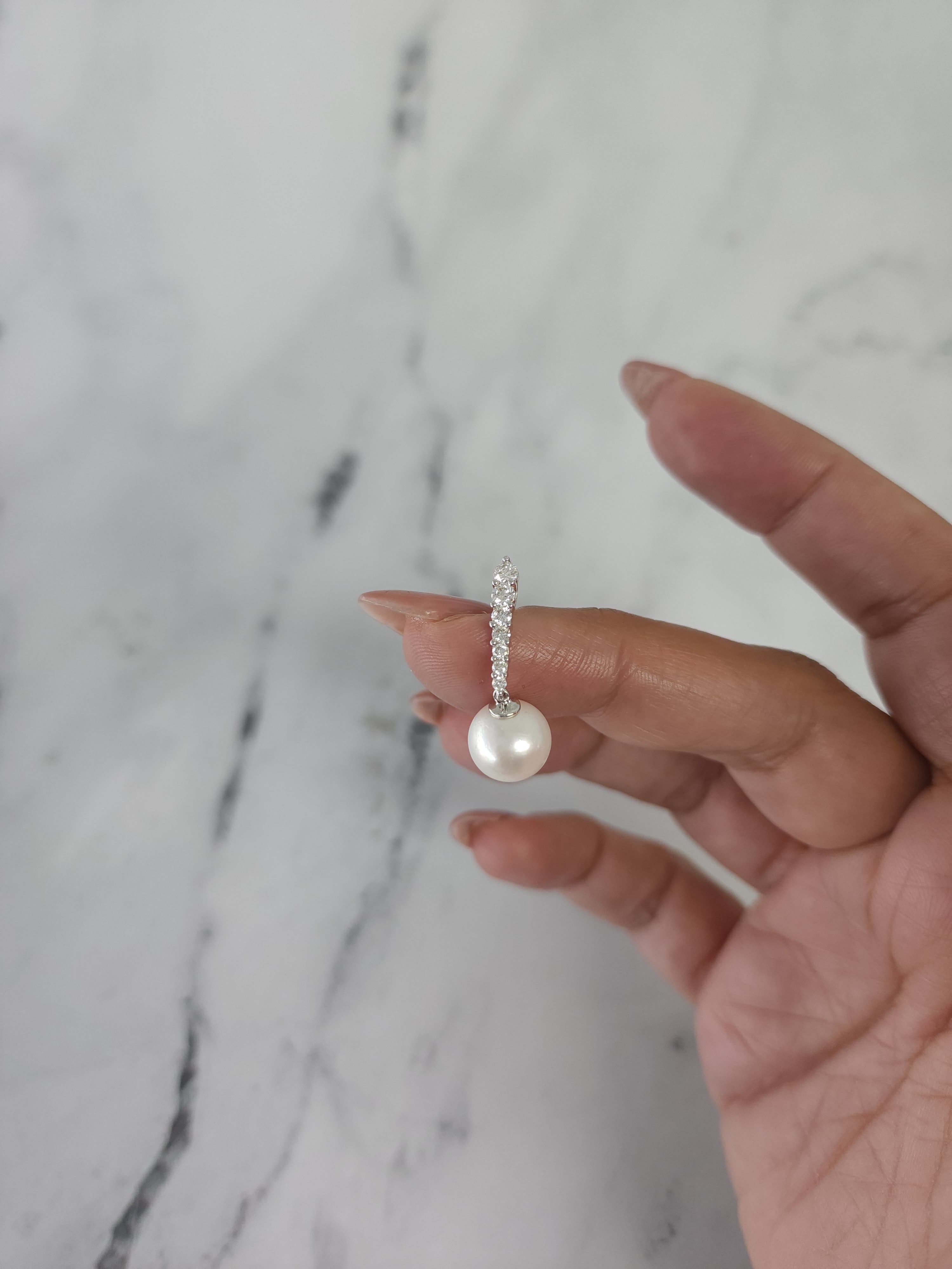 10MM Freshwater Pearl Diamond Pendant Necklace for Women - Elegant Jewelry Gift for Wedding, Anniversary & Special Occasions