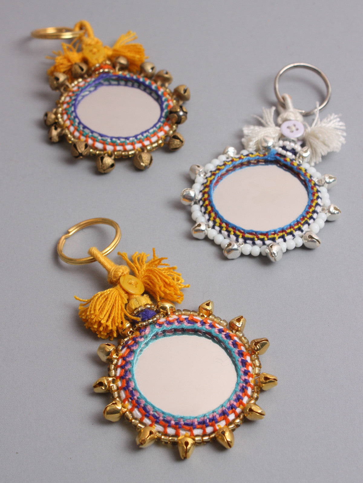 Boho Mirror Keychains for Women - Large Decorative Handbag Accessories - Perfect for Purse, Backpack & Gift Giving