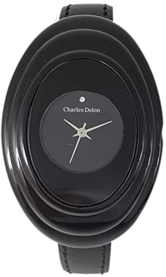 Charles Delon Women's Watches 4393 - Elegant Leather Strap Quartz Oval Analog Watch for Women | Perfect for Office, Party & Everyday Wear