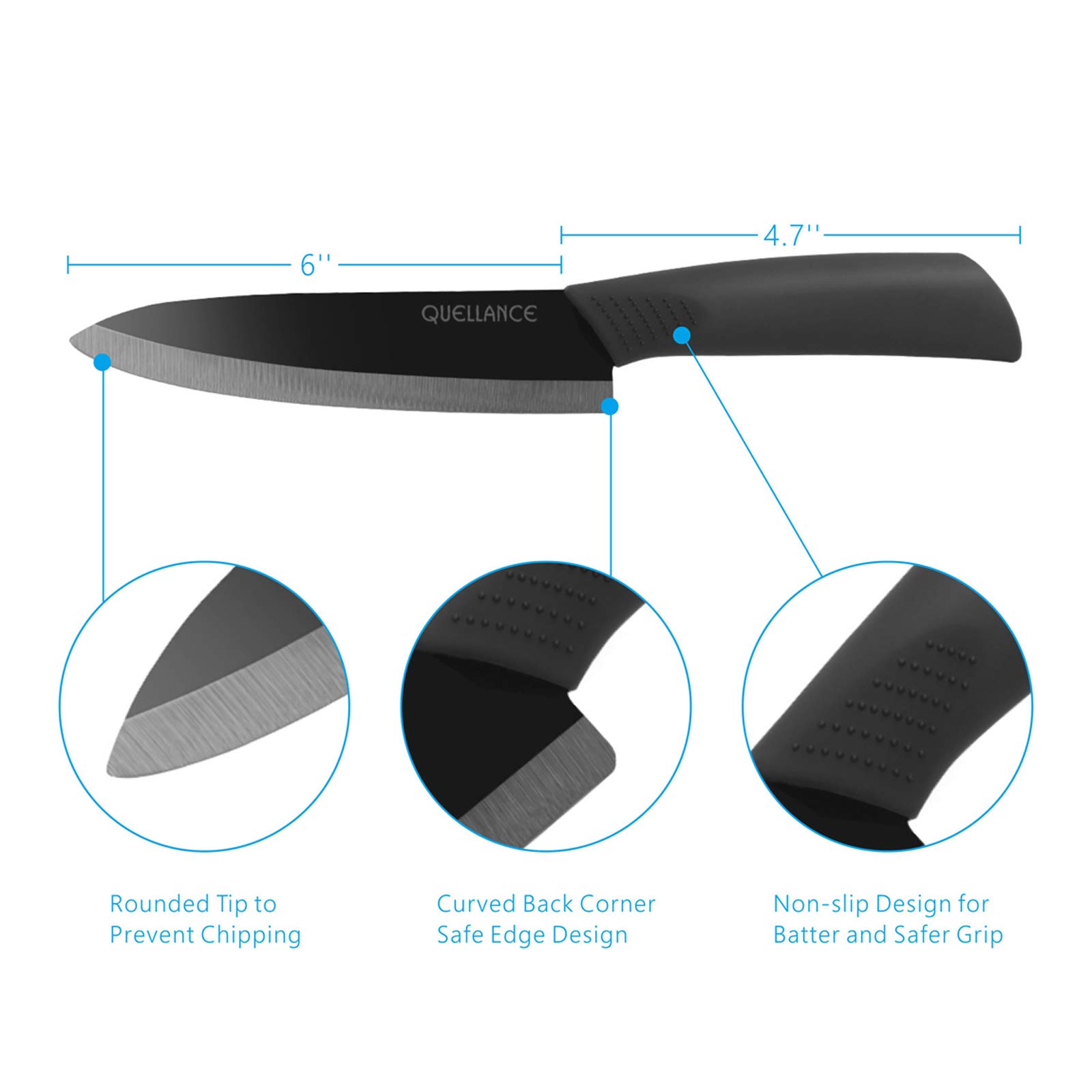 Ultra Sharp 6-Inch Ceramic Chef Knife - Professional Kitchen Knife with Sheath Cover for Precise Slicing - Perfect for Boneless Meats, Sashimi, Fruits & Vegetables - Ideal for Home Chefs & Japanese Cuisine (Black)