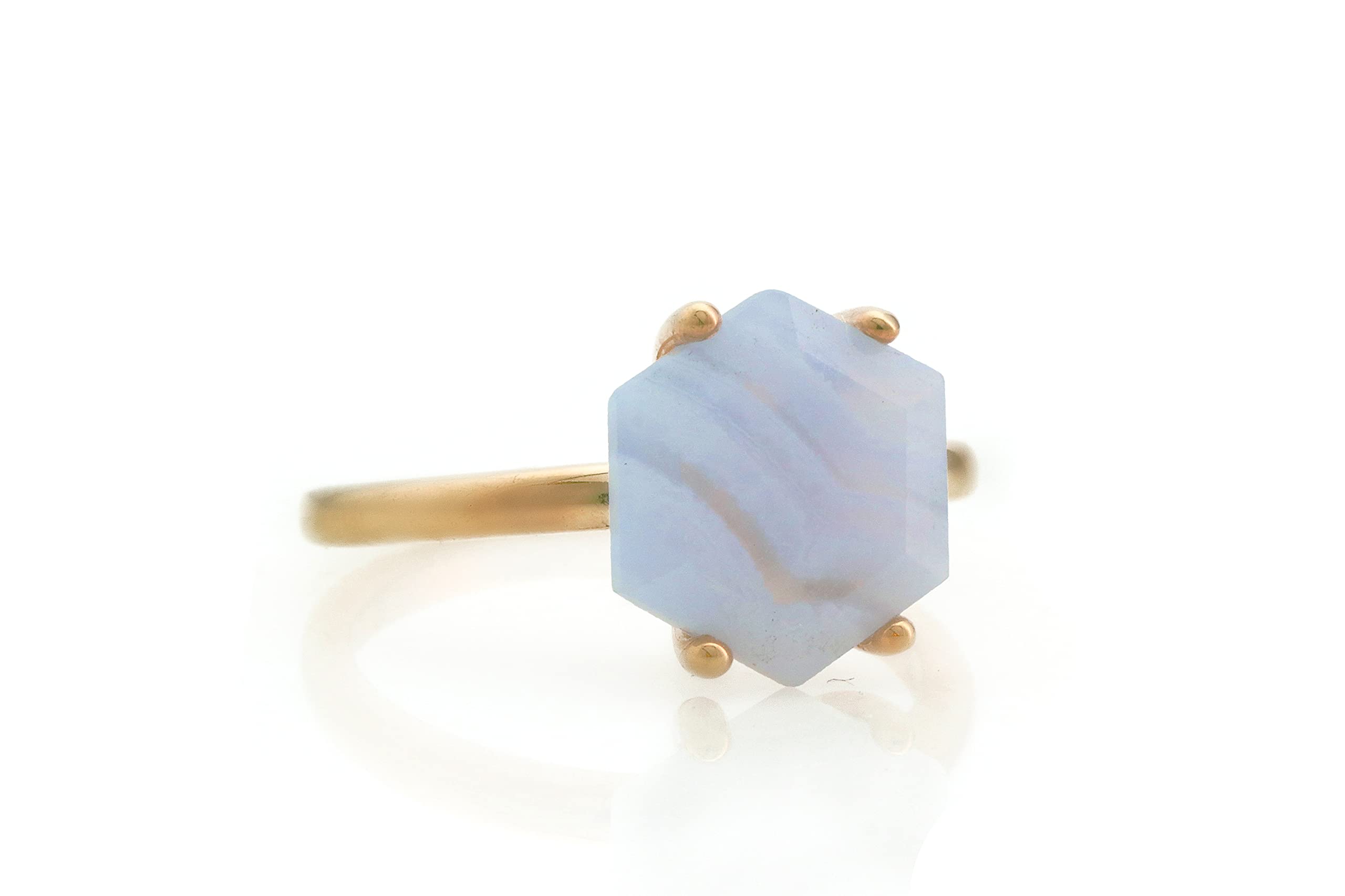 Handmade Blue Lace Agate Single Stone Ring for Women - Custom Gemstone Jewelry, Artisan Bridal & Fashion Ring - Elegant Gift with Jewelry Box | Perfect for Weddings, Anniversaries & Special Occasions