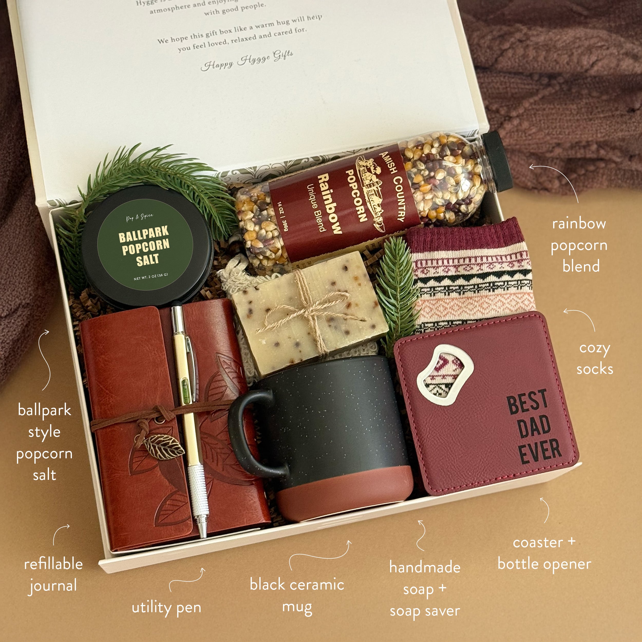 Kernel of Comfort – Father’s Day Gift Box for Men | Cozy Gift Set with Mug, Popcorn, Journal & More | Perfect for Birthday, Anniversary & Holiday Gifting