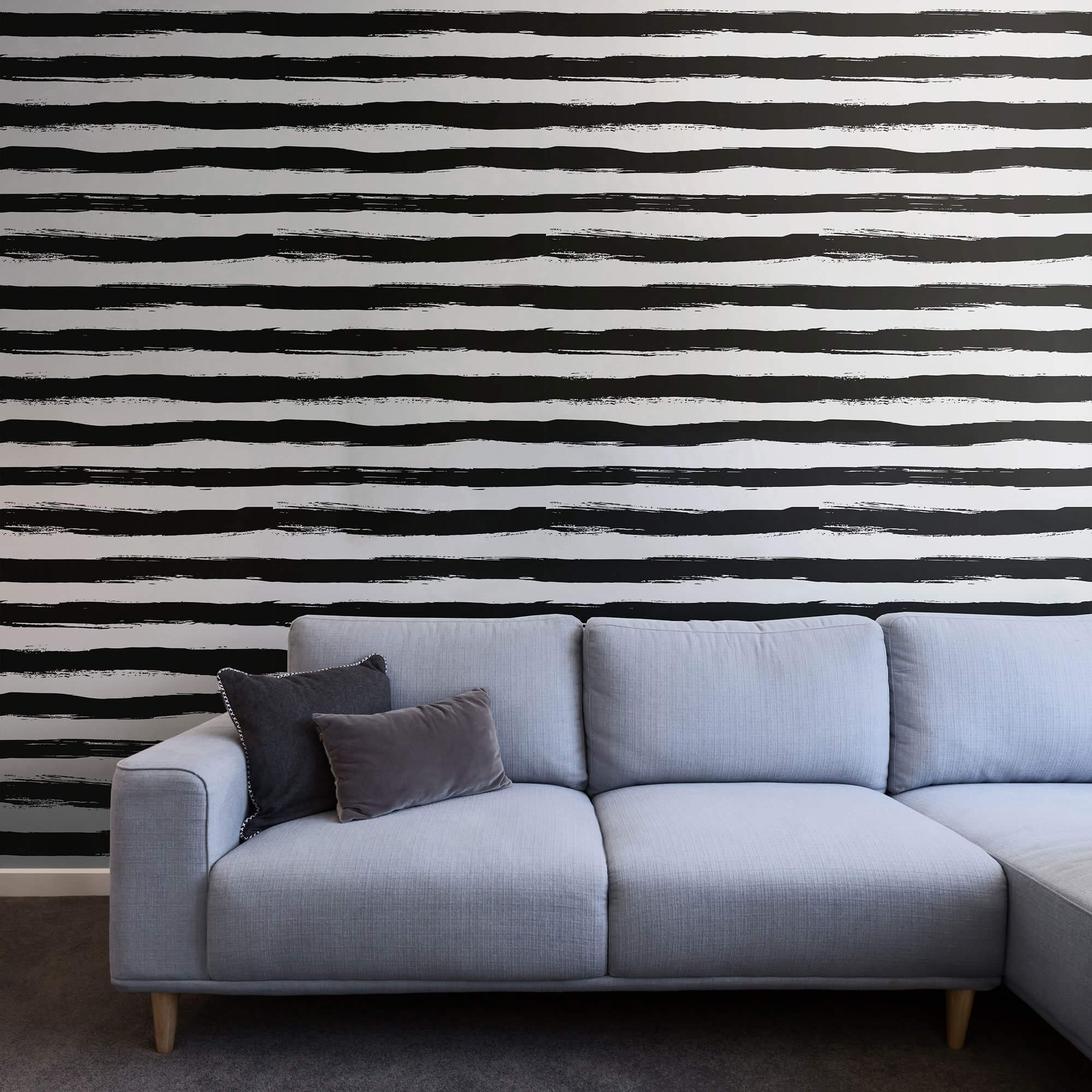Black and White Horizontal Peel and Stick Removable Wallpaper - Self-Adhesive Decorative Wall Covering for Bedroom, Living Room, and Office Decor
