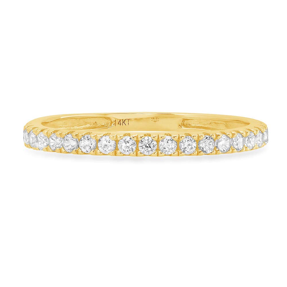 0.57 Carat Brilliant Round Cut Conflict-Free Natural Diamond Ring - VS1-VS2 Clarity, J-K Color, 18K Solid Yellow Gold - Stackable Engagement, Wedding, Promise Band - Perfect for Art Deco Bridal Jewelry, Anniversary Gifts & Everyday Elegance