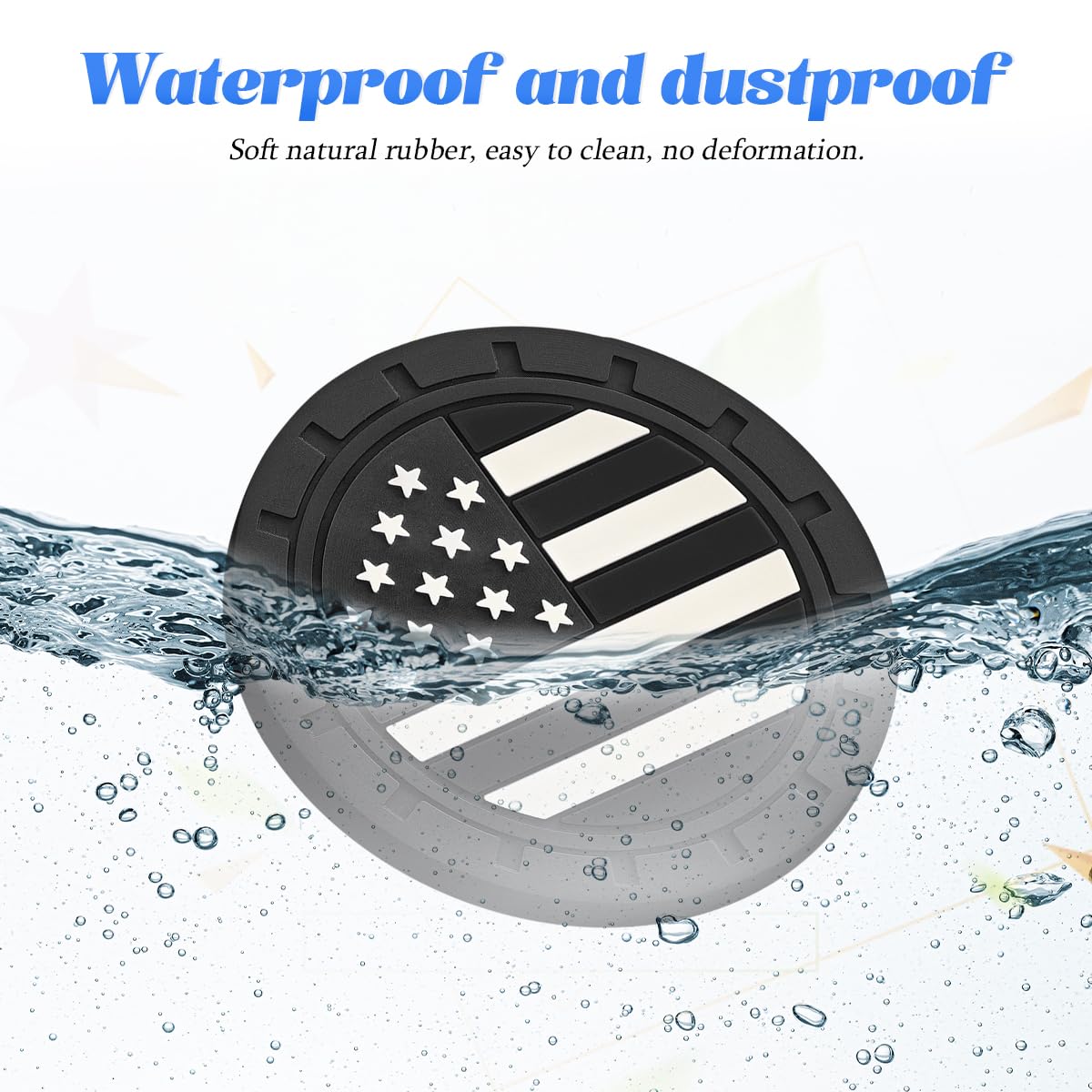 BESULEN 4-Pack American Flag Car Coasters - 2.75 Inch Universal Cup Holder Inserts, Non-Slip USA Flag Drink Mats for Vehicles - Durable Car Interior Accessories for Road Trips & Daily Commutes