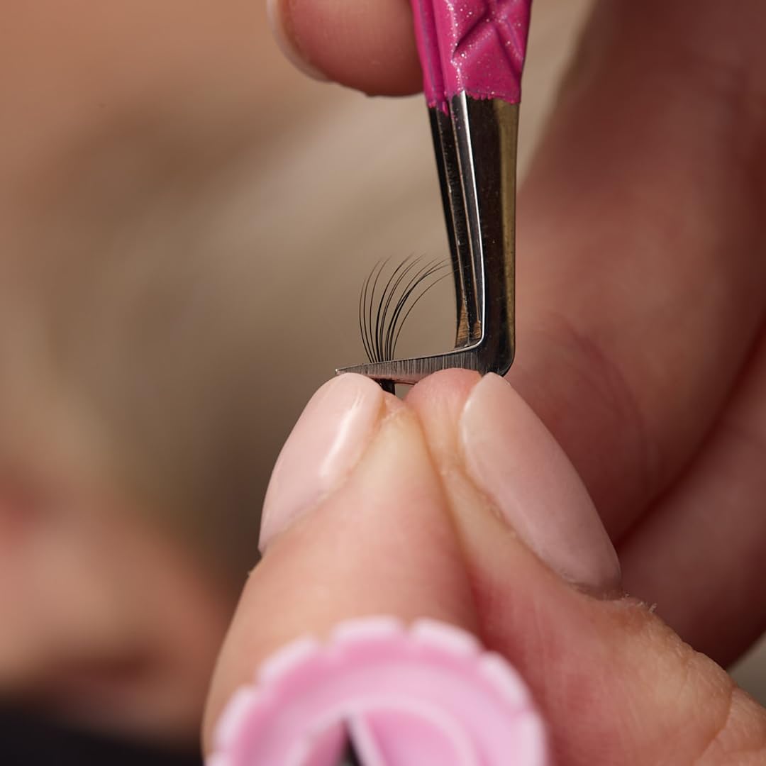 GladGirl Non-Slip Pink Glitter Diamond Grip Tweezers - 4.5