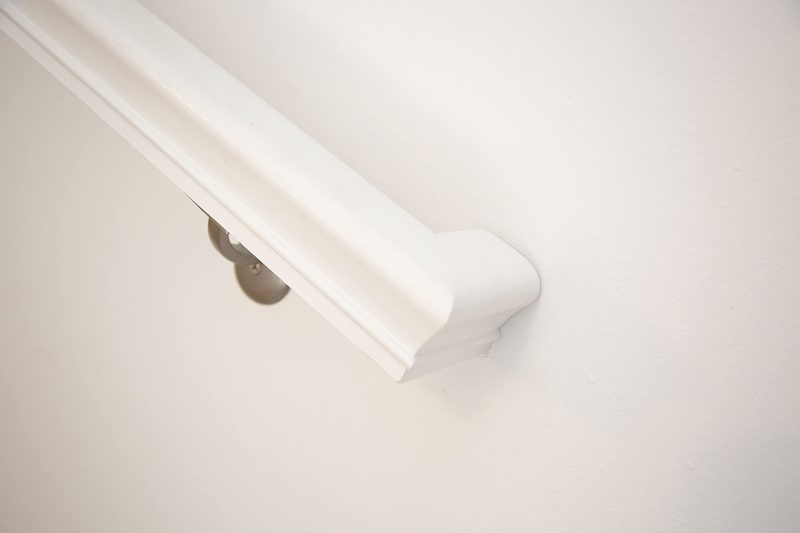 Premium Solid Red Oak Handrail Kit with Wall Returns & Mounting Brackets - Includes Matching Screws - 6010 Profile Unfinished - 3 Feet - Brushed Nickel Finish - Perfect for Staircases, Hallways & Indoor Home Safety