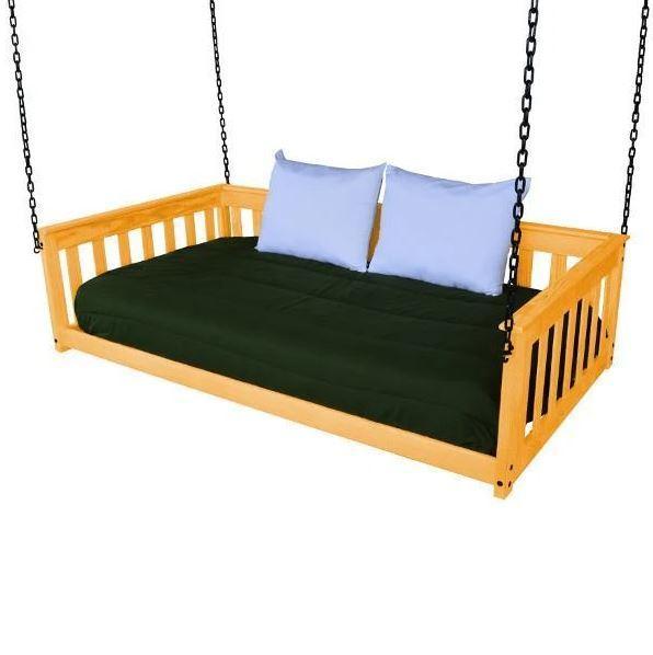 A & L Furniture Mission Style Hanging Daybed with Heavy Duty Chain - Perfect for Porch, Patio, Garden & Outdoor Relaxation