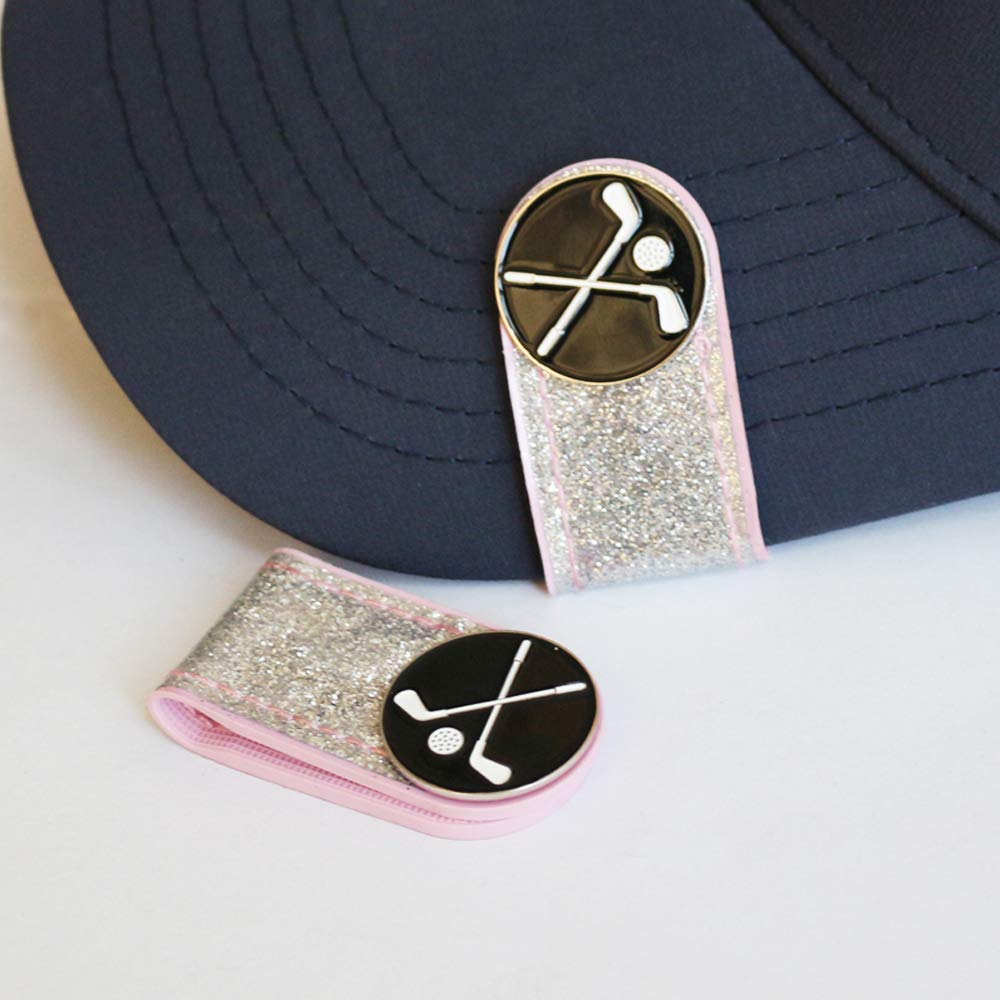 Sparkling PVC Golf Hat Clip with Ball Marker Set - 2 Hat Clips & Golf Ball Markers for Men & Women - Perfect for Golf Tournaments, Driving Range & Outdoor Sports