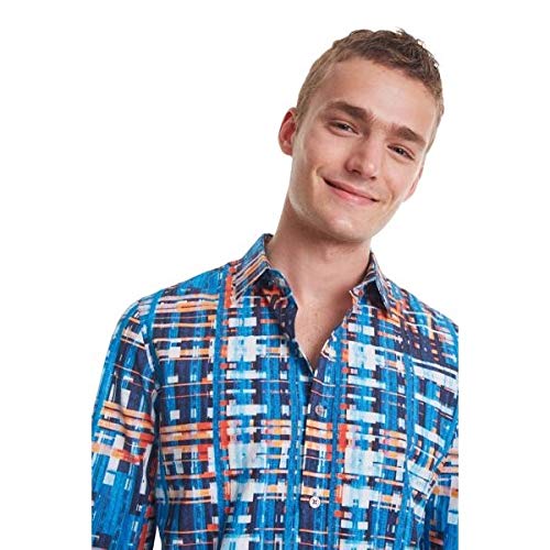 Desigual Men's Casual Button-Down Shirt Ehud - Stylish & Comfortable XXL Size for Work, Travel & Everyday Wear