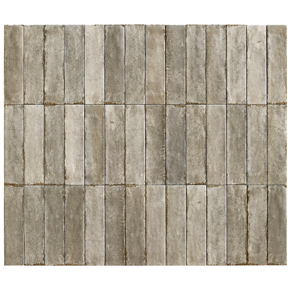 Ravello Misty Grey 60x240 Zellige Matte Subway Tile - Perfect for Kitchen Backsplash, Bathroom Walls & Modern Interior Design