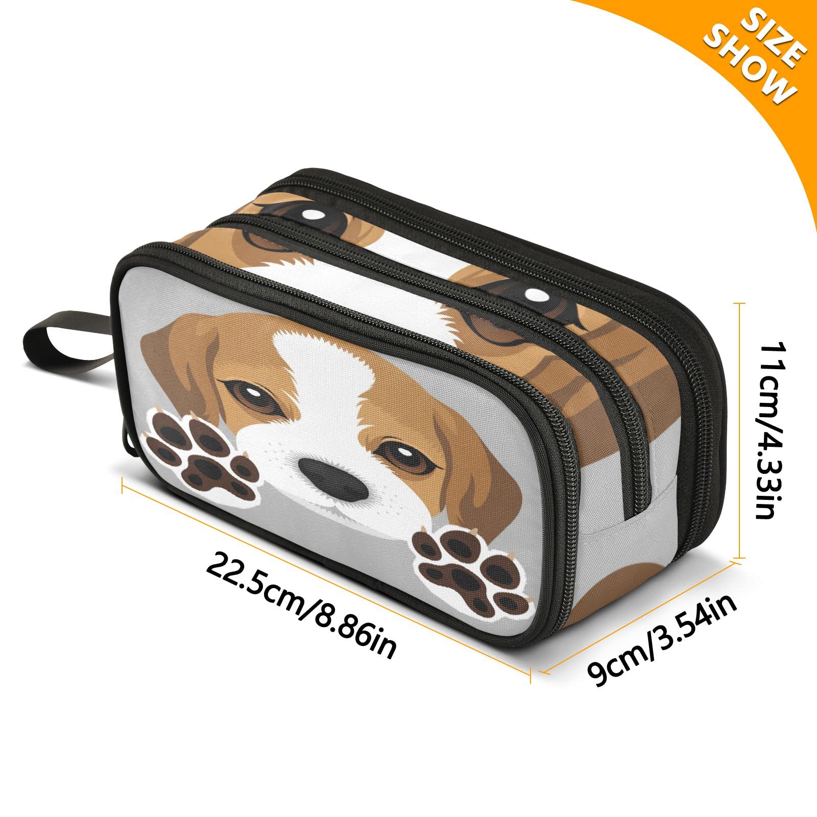 Beagle Puppy Dog Pencil Case - Large Capacity for School & Office