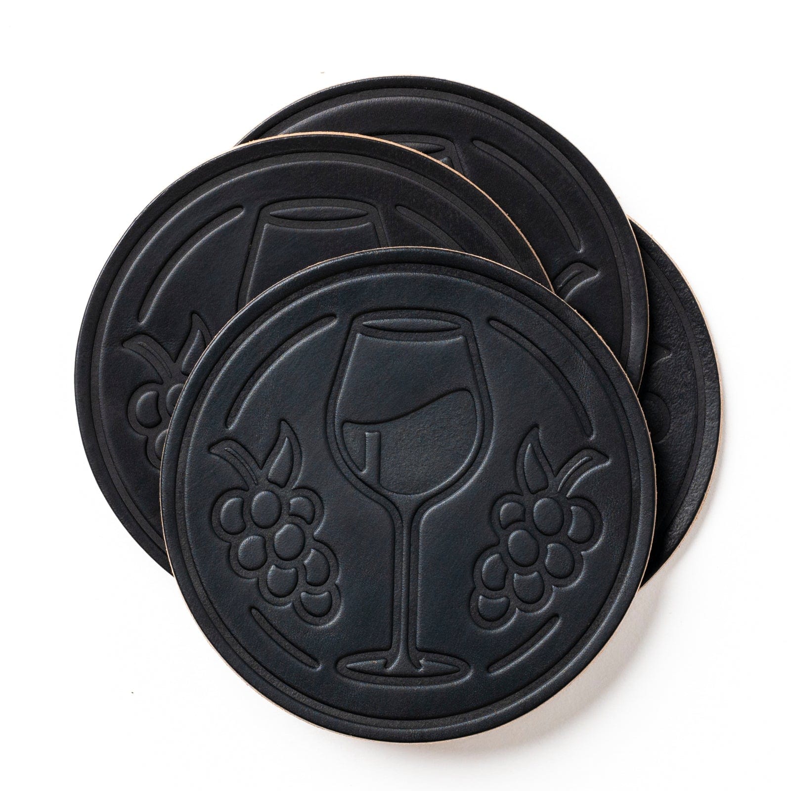 Premium Leather Coasters Set of 4 - Elegant Merlot Wine Color - Perfect for Home Bar, Office Desk & Dining Table Protection