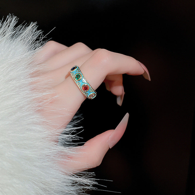 Evil Eye Bohemian Enamel Thumb Ring for Women | Turkish Nazar Boncuk Protection Jewelry | Handmade Silver Plated Statement Ring for Good Luck, Spiritual Protection & Fashion Accessories | Perfect for Boho Chic, Festival & Everyday Wear