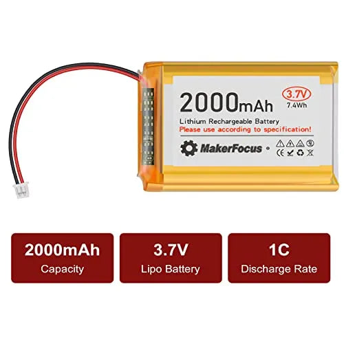 3.7V 2000mAh 1S Lipo Battery with Protection Board - Rechargeable Lithium Battery Pack for Arduino, NodeMCU, ESP32 (4pcs) - Includes Micro JST 1.25 Plug & Rubber Insulation Tape | Perfect for DIY Electronics, Robotics & RC Projects