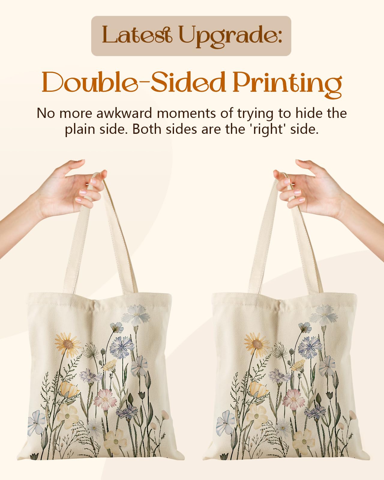 Stylish Canvas Tote Bag for Women - Magnetic Buckle & Zipper Pocket | Perfect for Work & Shopping