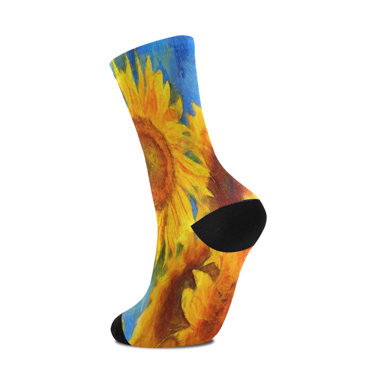 ALAZA Unisex Van Gogh Sunflower Art Crew Socks - Comfortable Casual Novelty Socks for Women & Men - Perfect for Daily Wear, Gifts & Art Lovers