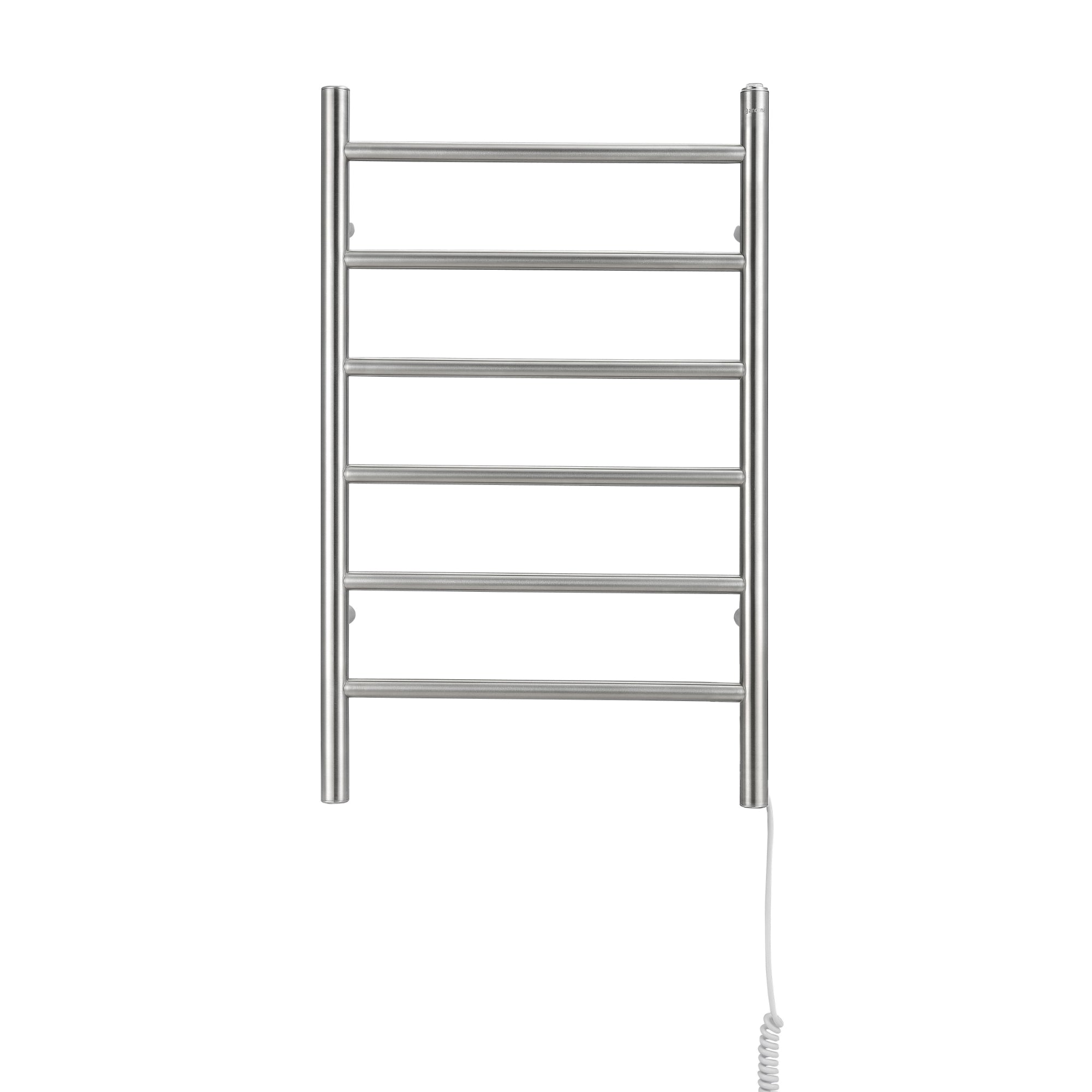 Premium 6-Bar Hardwired & Plug-In Towel Warmer - Brushed Stainless Steel - Fast Heating Bathroom Luxury for Spa, Hotel & Home Use