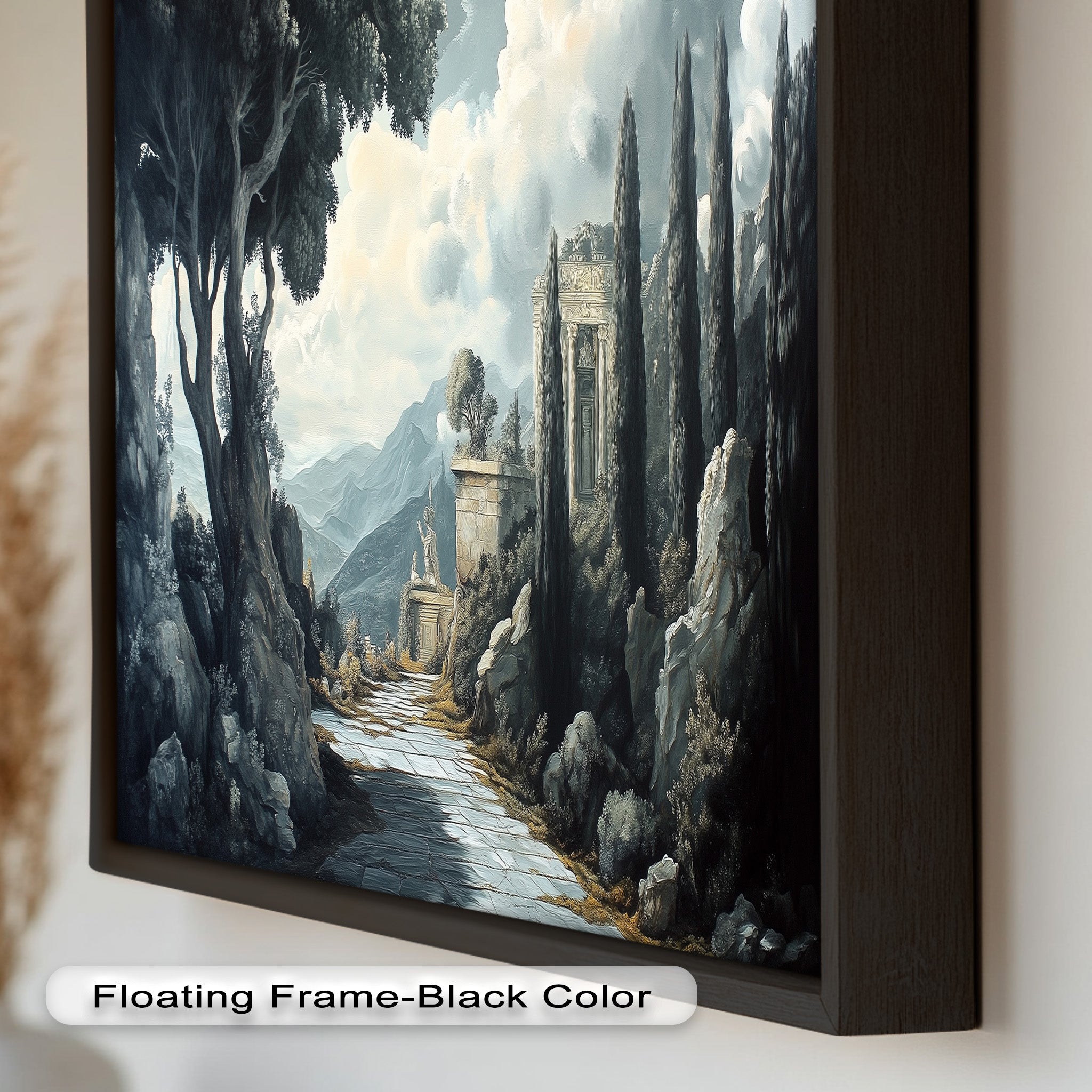 Ancient Pathway to the Temple - Hand Painted Classical Landscape Oil Canvas Art for Home Decor, Office & Living Room Wall