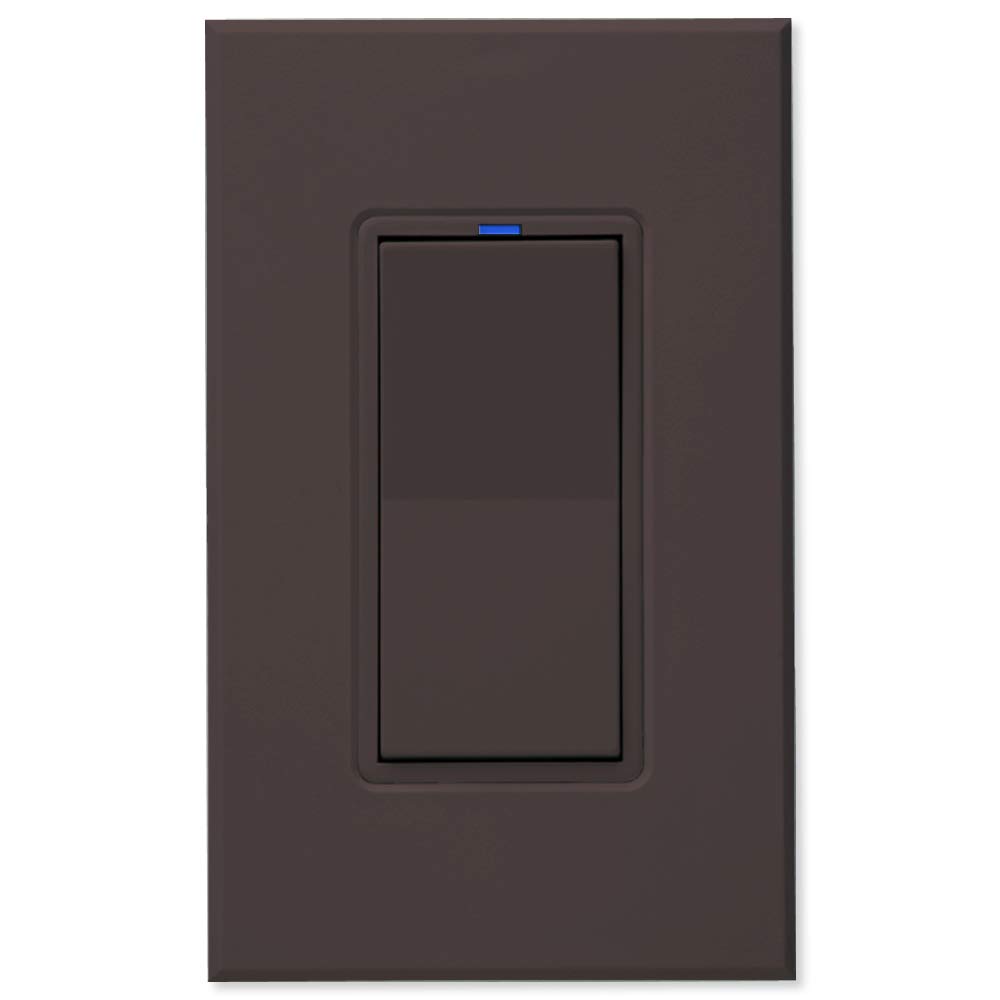 PCS PulseWorx UPB Wall Switch-Relay/Dimmer, Brown (WS1C-BR) - Smart Home Lighting Control for Bedroom, Living Room & Office