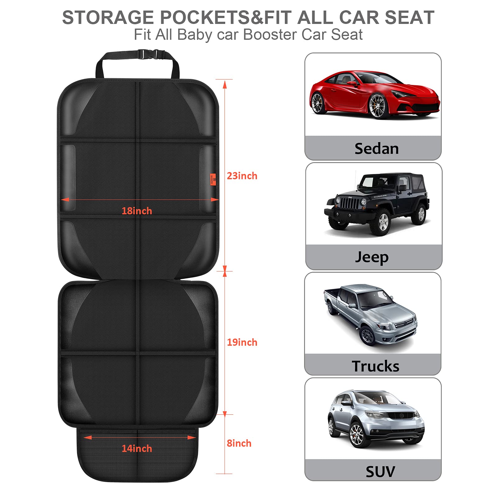 Waterproof 600D Fabric Car Seat Protector for Baby & Pets - Durable Auto Seat Cover with 2 Storage Pockets (1 Pack) | Perfect for Child Safety, Pet Protection & Vehicle Interior Care