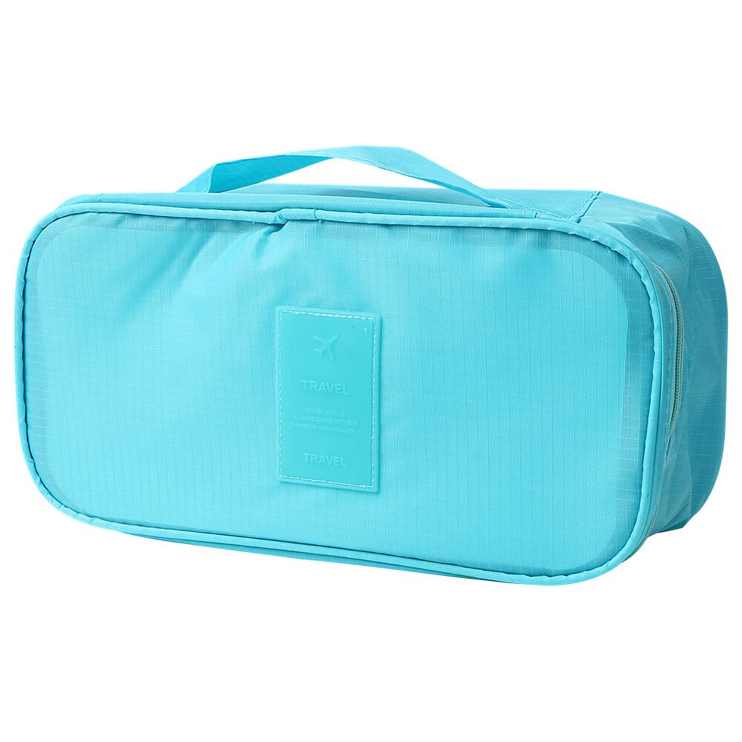 House of Quirk Portable Multifunctional Travel Organizer - Underwear, Socks & Bra Storage Bag with Cosmetic Pouch (Sky Blue) | Perfect for Travel, Camping & Home Closet Organization